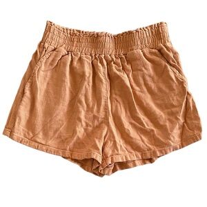 Blank NYC Melon Orange Linen Blend High Waist Pull On Shorts Size Small S